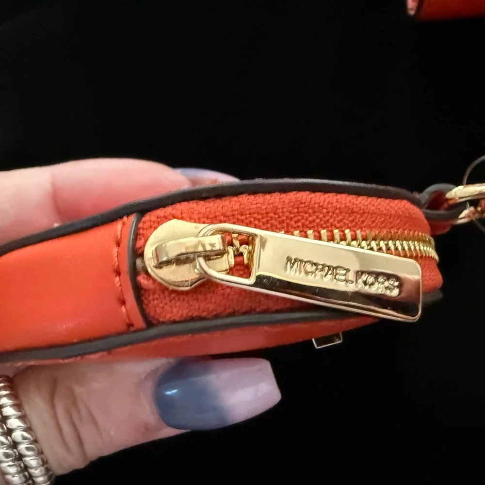 Michael Kors Orange and Cream Woven Crossbody Bag - Picture 8 of 10